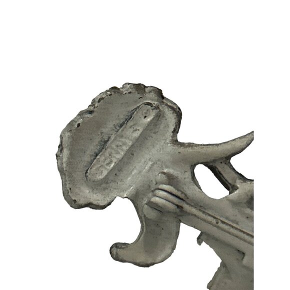 Vintage Gerry’s Poodle Brooch Pin Silver-Tone With Red Accents - Picture 3 of 5